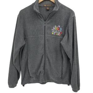 Harriton Fleece Jacket Mens Small Gray Full Zip Embroidered Front BE KIND‎